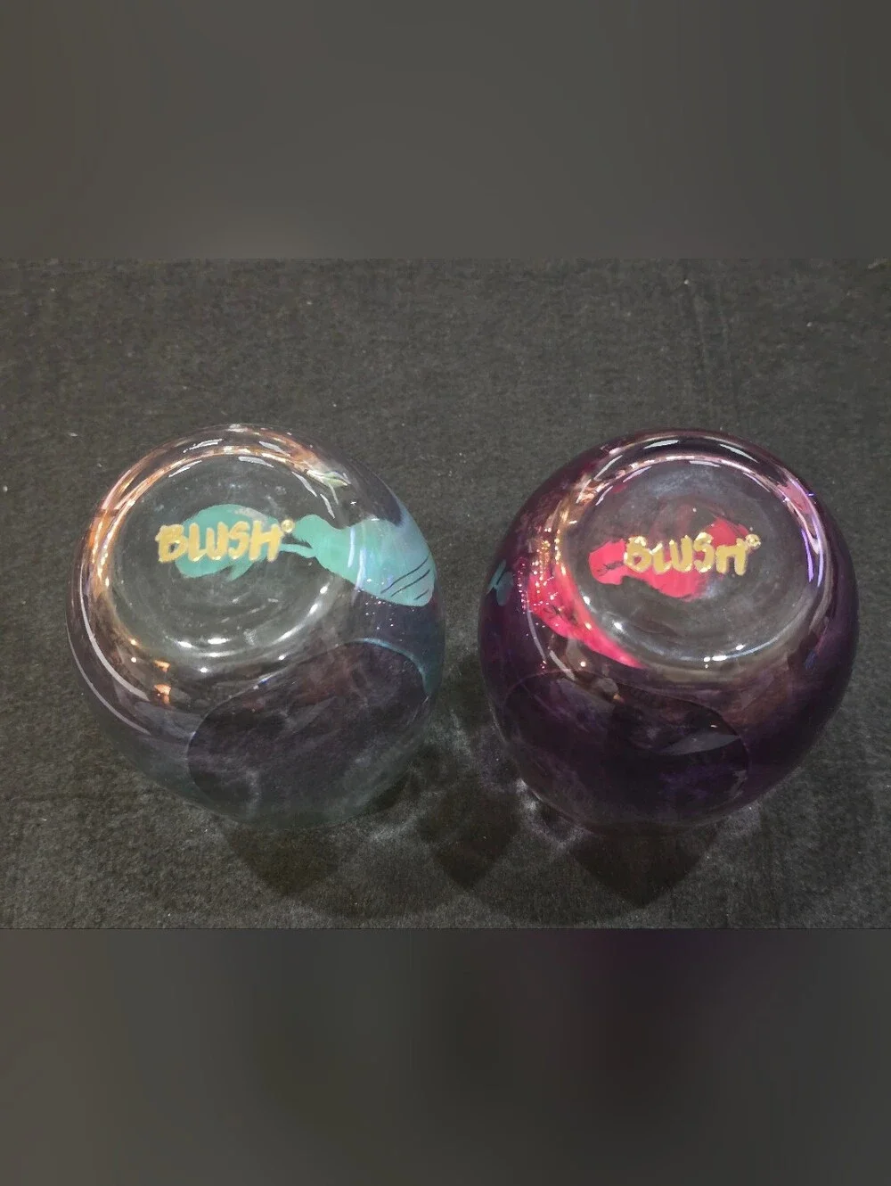Blush Purple Stemless Wine Glasses w/Mint & Pink Beach Designs (Set of 2) #674
